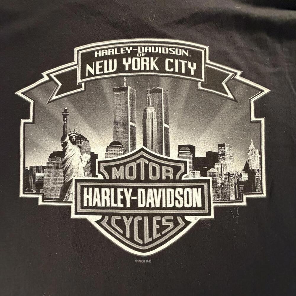Harley-Davidson NYC T-Shirt 3XL Black Twin Towers New York City Hanes Beefy 2008